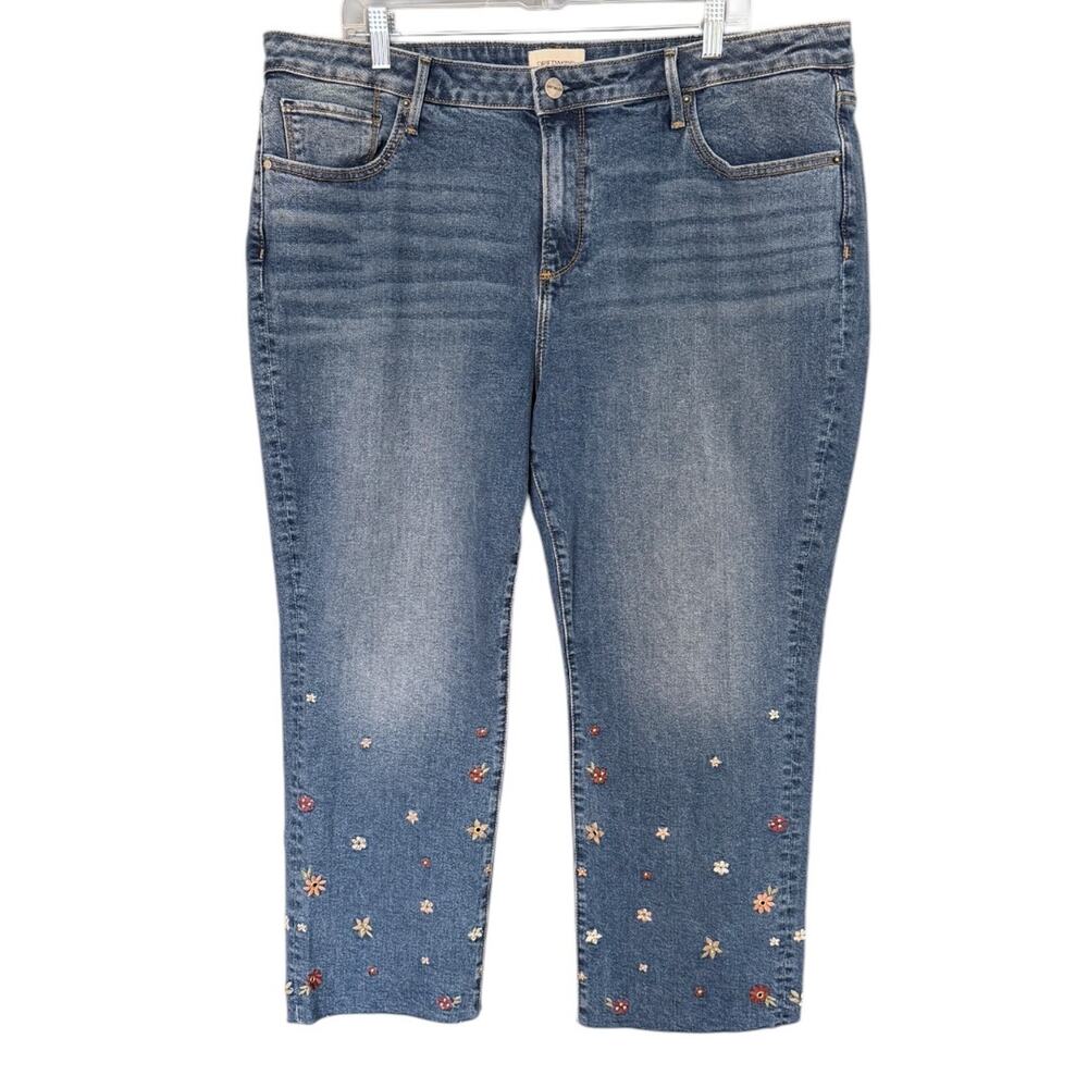 Driftwood Colette Embroidered Crop Straight Jean Women’s Size 20 Prairie Wash